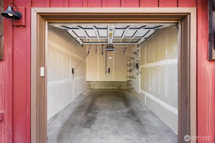 The garage features a new, ultra quiet opener with a built-in battery if the power goes out. The garage is also ready for your electric vehicle.