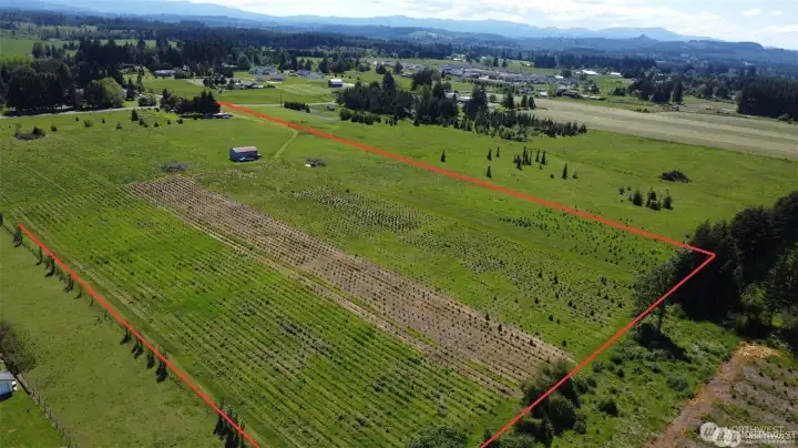 Property view from the back. Property lines are approximate.