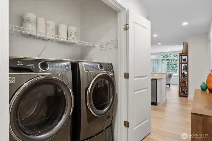 Laundry offers newer Electrolux washer/dryer Laundry offers newer Electrolux washer/dryer