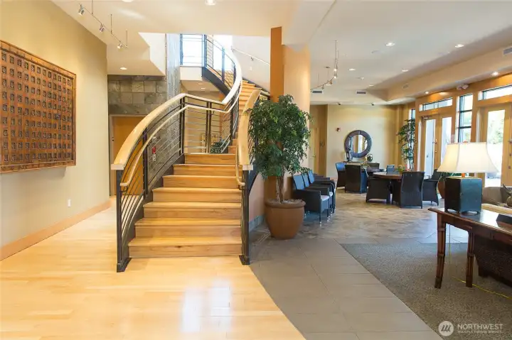 a grand staircase ( also elevator access).... a grand staircase ( also elevator access)....