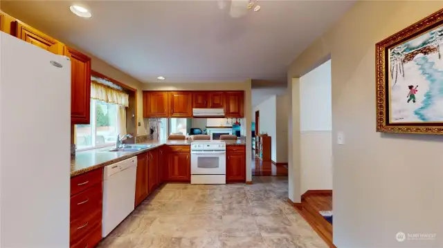 kitchen, breakfast bar on other side of stove