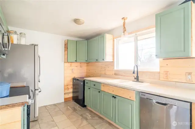 Newly painted cabinets.