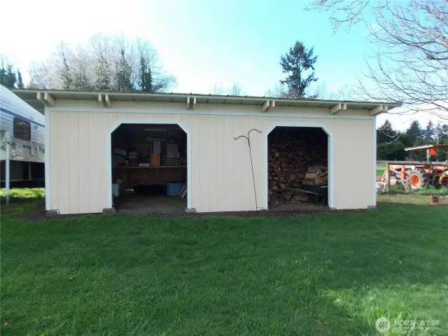 new woodshed with storage area