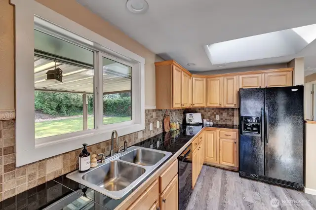 Kitchen with view to backyard