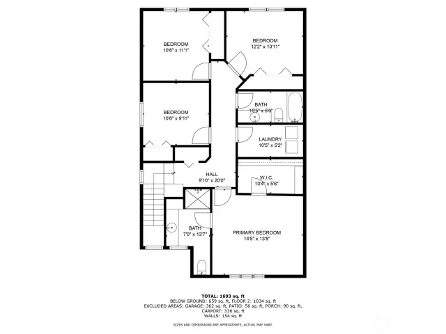 Upstairs Floorplan with Measurements