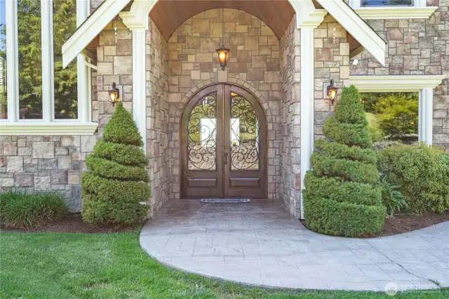 Beautiful main entry with custom Teakwood doors