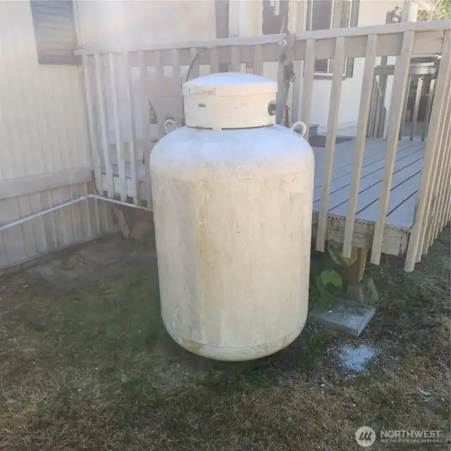 Propane tank that needs replacement. Not usable.