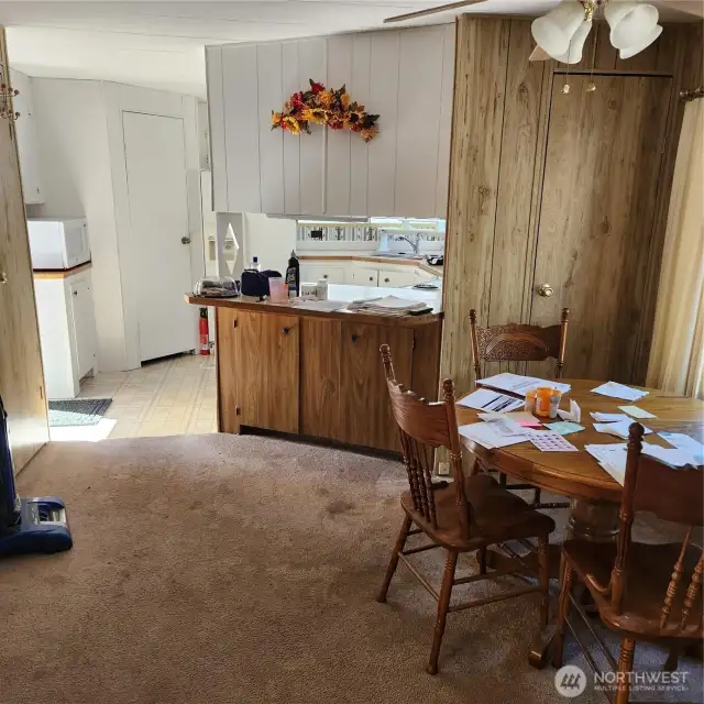 View from living room towards kitchen