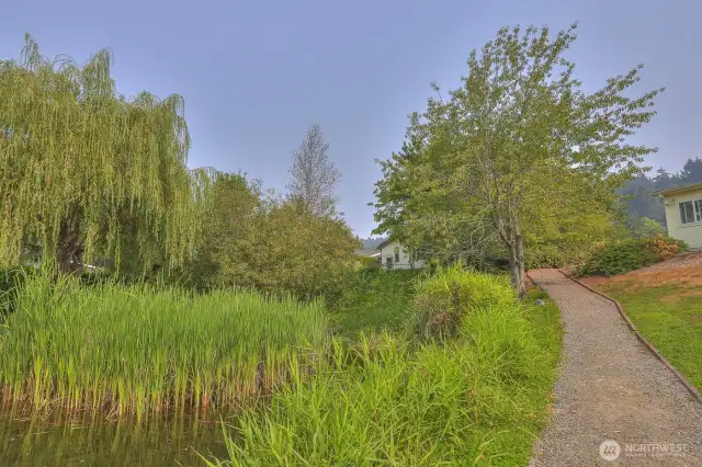 Wandering Creek community common area: Trail, greenbelt, pond & creek just down the street from the house, takes you to the lake & clubhouse.