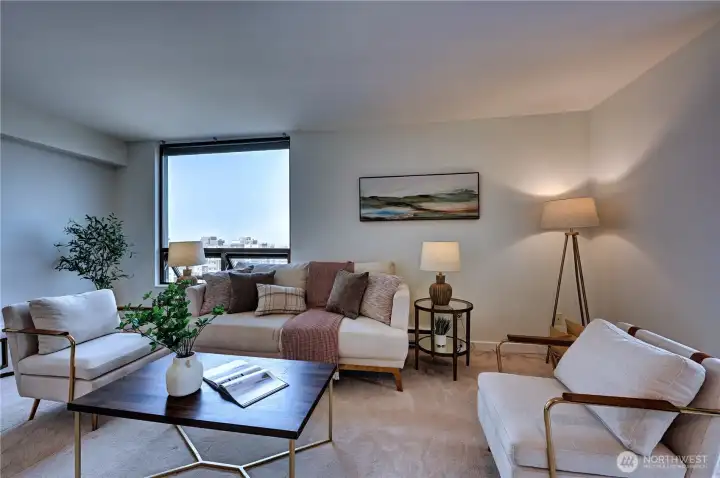 Pristine clean with freshly painted interior & newer carpeting throughout the home.