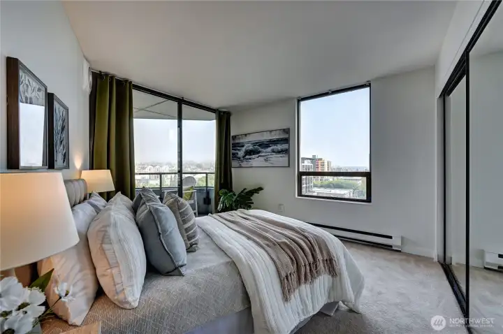 Wonderful guest bedroom with access to the awesome view deck.