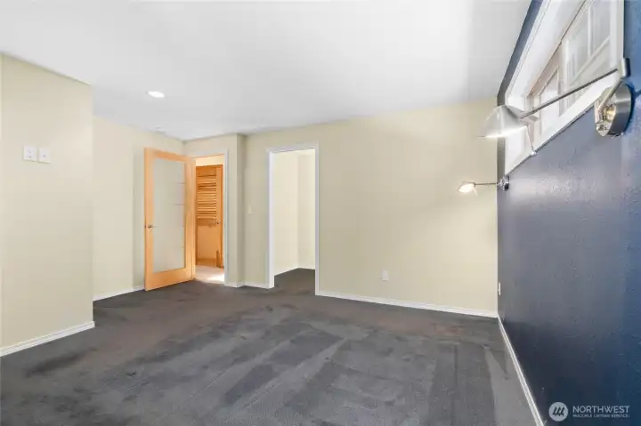 View of door to large walk in closet.