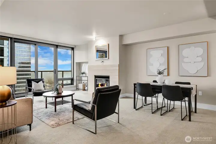 This condo is filled with light and also offers panoramic south, west and east views from the covered deck, which is a lot longer than most decks in One Lincoln Tower.