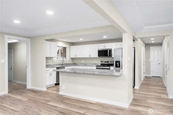 Ample counter space with eat in kitchen dining