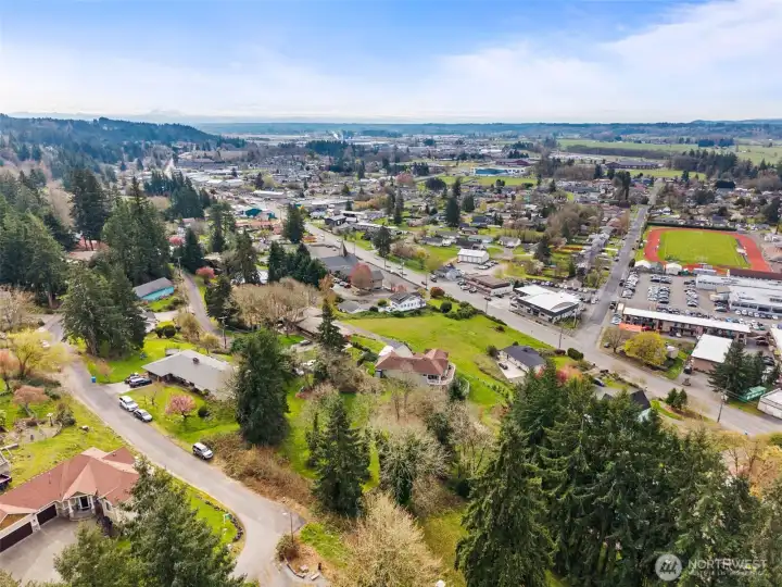 Drone view of property.