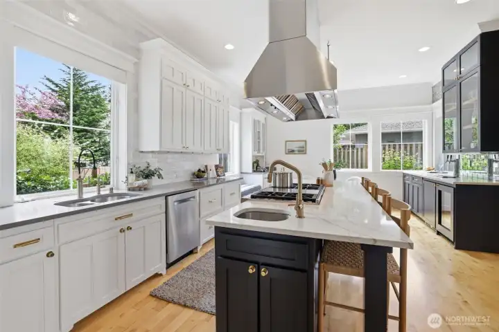 Expansive chefs kitchen.