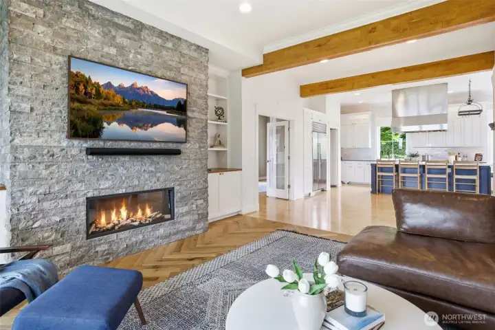 Bright and open, flowing from one room to the next.