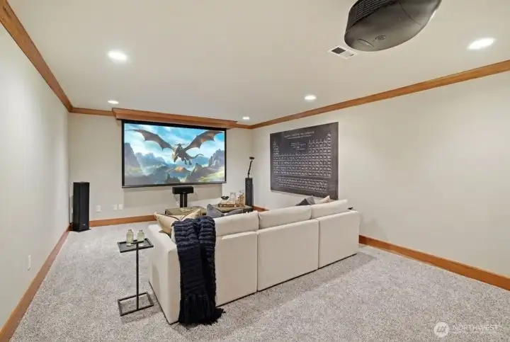 Basement theater space, wine cellar and utility close.