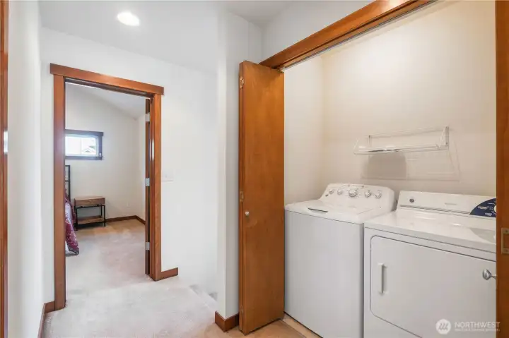Separate laundry closet on second level