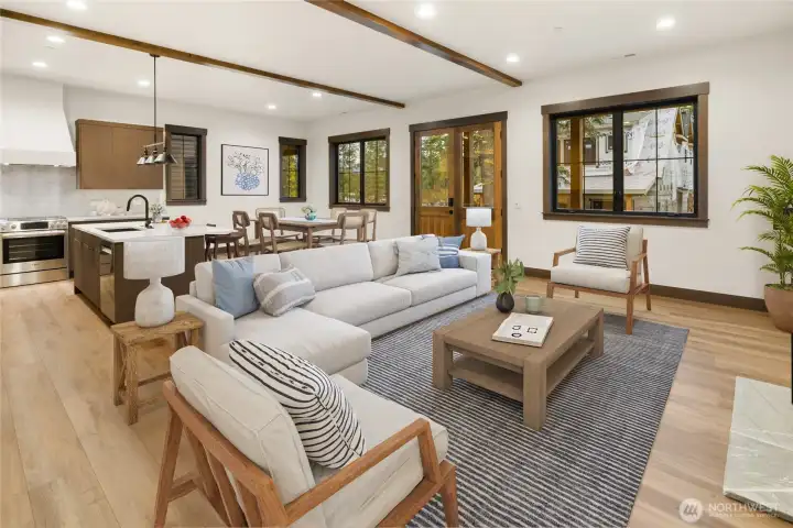 Beautiful exposed beams in the great room Beautiful exposed beams in the great room