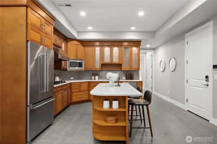 A full kitchenette at lower lvel