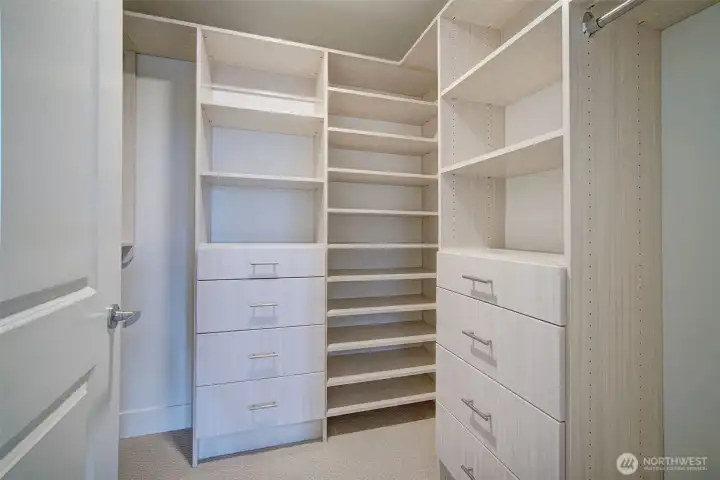 Full closet organization system in both bedrooms.