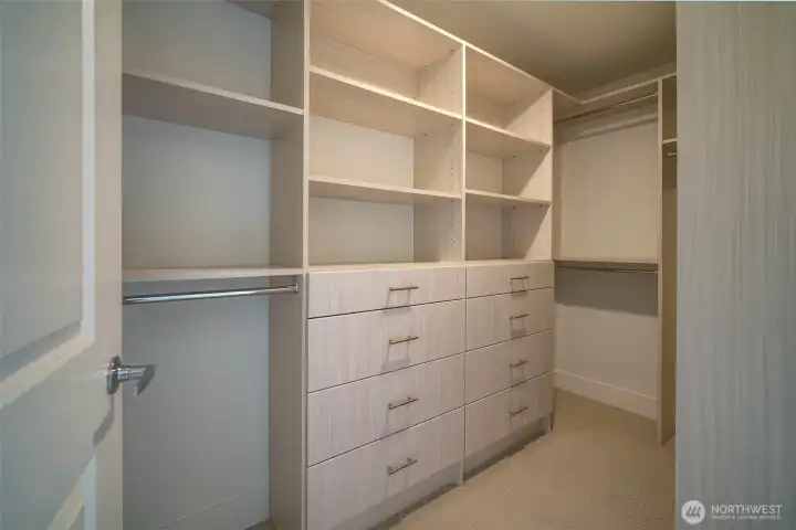 Full closet organization system in both bedrooms.