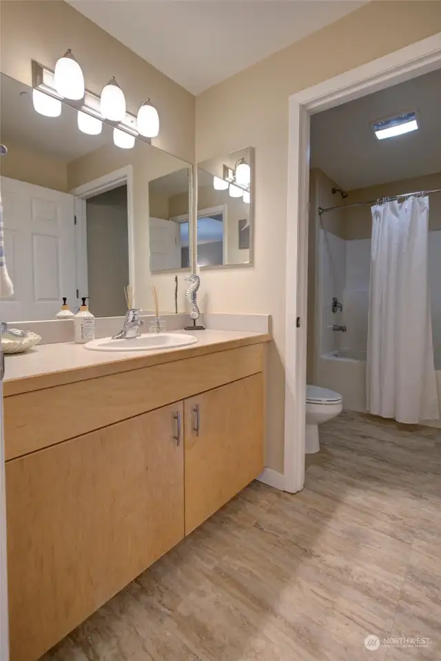 Guest bathroom with laundry closet