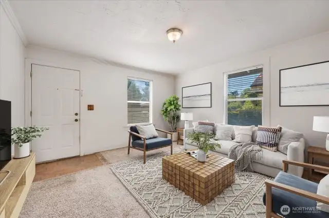 Virtually staged Livingroom.