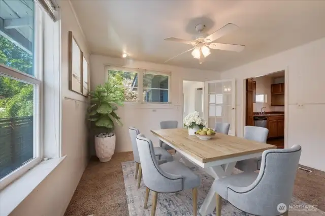 Virtually staged Dining room.