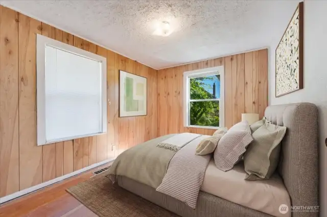 Virtually staged Bedroom.