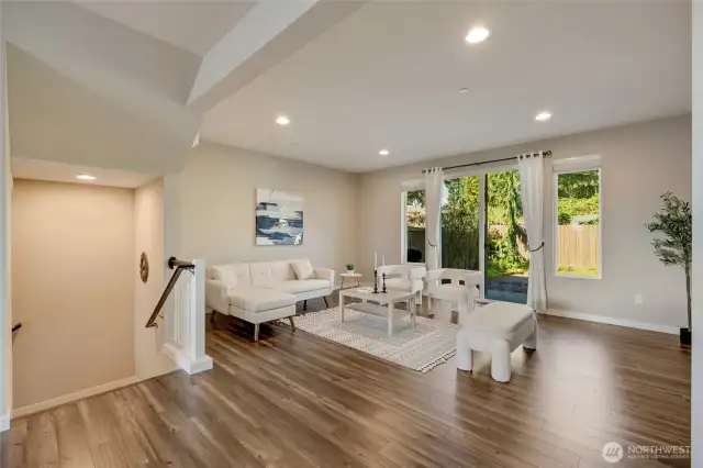 Main Level Living Room with Backyard Access