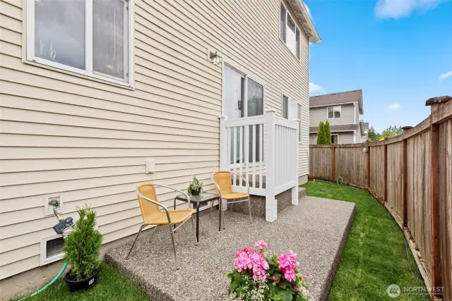 Fully fenced Backyard with patio