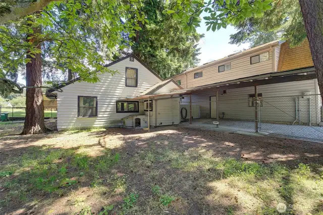Side view of the house and carport