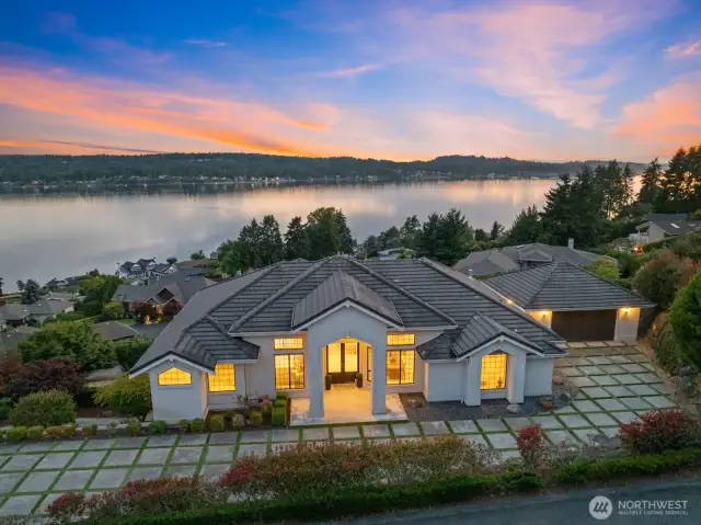 Twilight overall view of the property