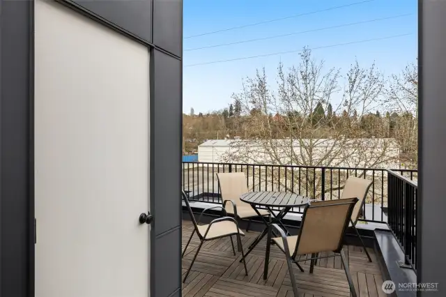On the third level is a deck with extra storage.
