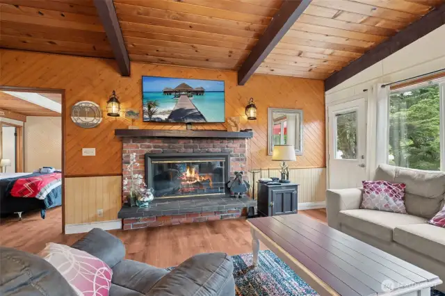 Wood burning fireplace