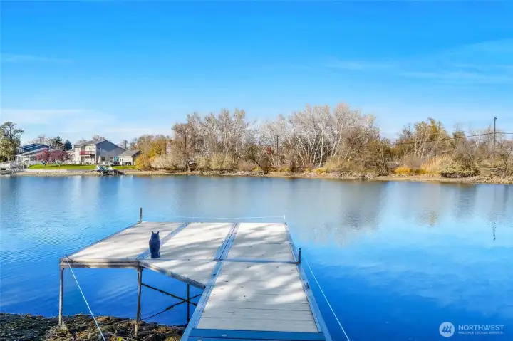Dock for swimming, boating, fishing. Full bulkhead in place to prevent bank erosion.