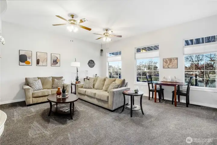 Another living room currently used as a library or sitting room on the main floor.