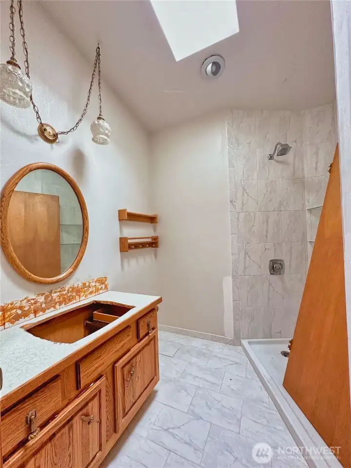 Upper 3/4 Guest Bath awaits finishing fixtures