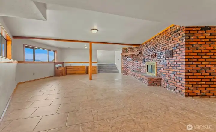 Daylight basement has ceramic tile flooring