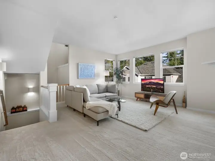 Open concept layout with  lots of sunlight