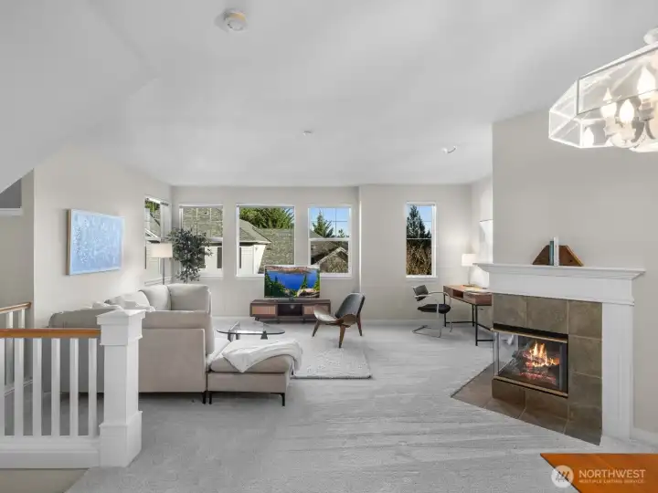 view from dining area  -brand new carpets!