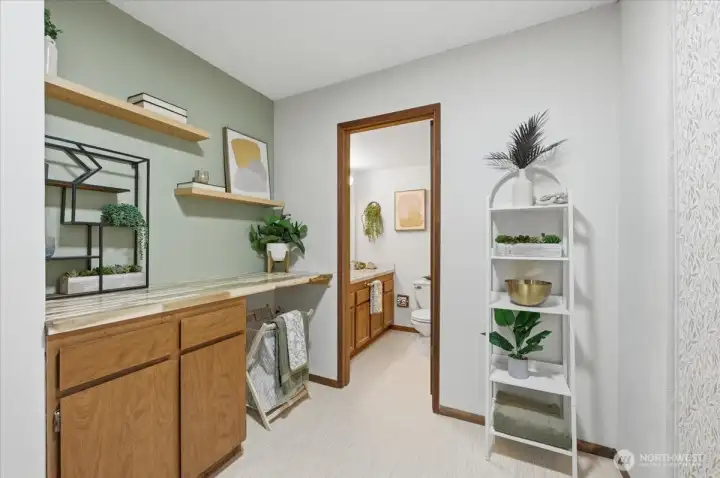 This area still has most of the plumbing and electrical, for conversion to a European style kitchen.