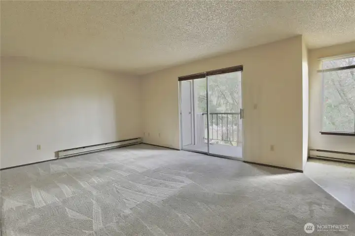 Living Room with slider opening to deck