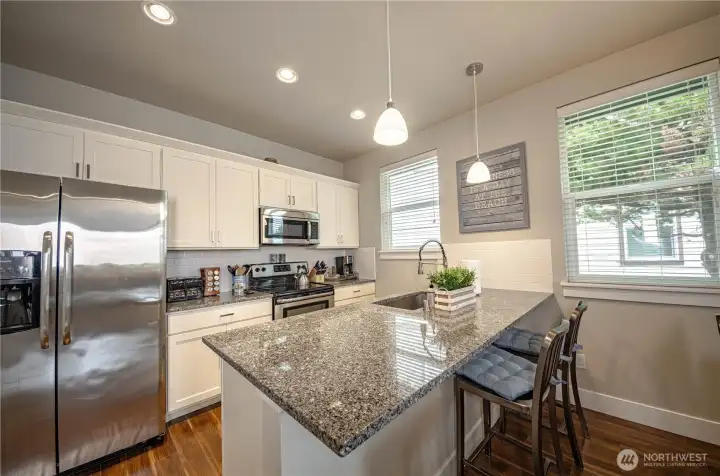 Quartz countertops and stainless steel appliances