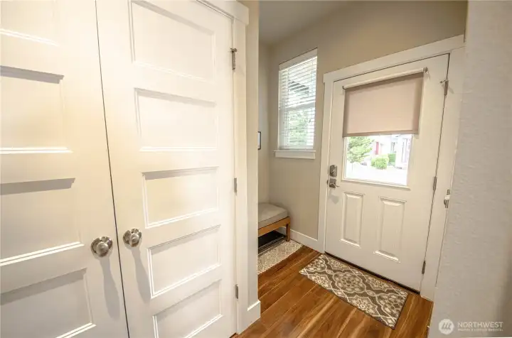 Great mud room entry from backyard and driveway. Double door laundry closet. this is also the location of another of a locking owner closet.
