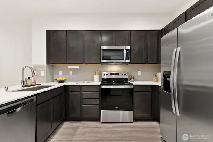 Great storage and counter space here!