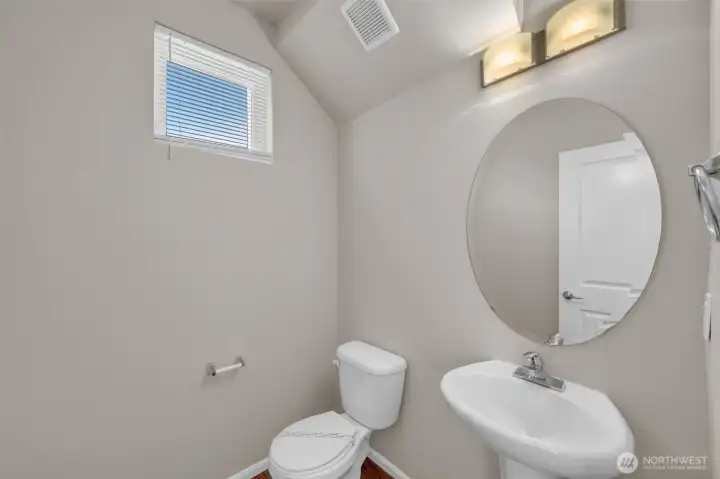 1/2 bath on the main floor. Inside has just been completely repainted