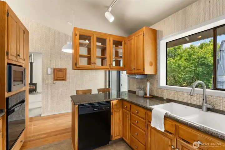 Kitchen with territorial and fountain views. Kitchen with territorial and fountain views.